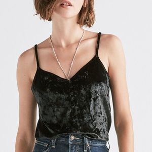 NWT Lucky Brand Black Velvet Velour Camisole Tank